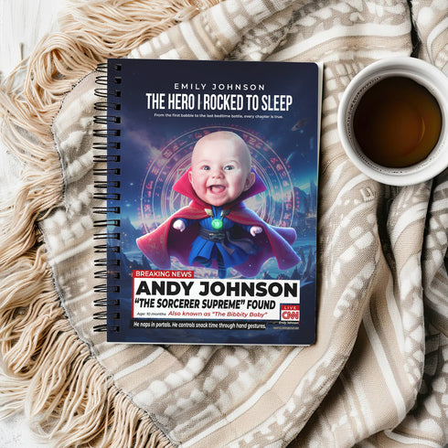 Personalized Baby Sorcerer Supreme Notebook – Custom Photo Journal for Your Little Wizard